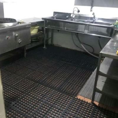 Anti-Slip Holes Hollow Ring Interlock Restaurant Commercial Rubber Kitchen Floor Mats