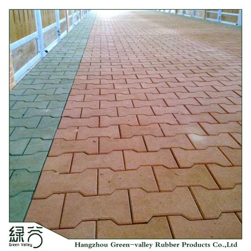 Dog-Bone Shaped Puzzle Rubber Floor Tiles for Walkway