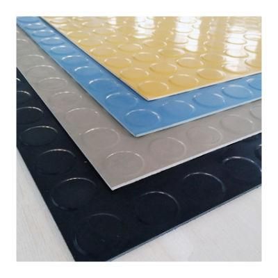 3mm Round Button Rubber Flooring Mat 1m 1.6m Width Red, Blue, Yellow Coin Rubber Product