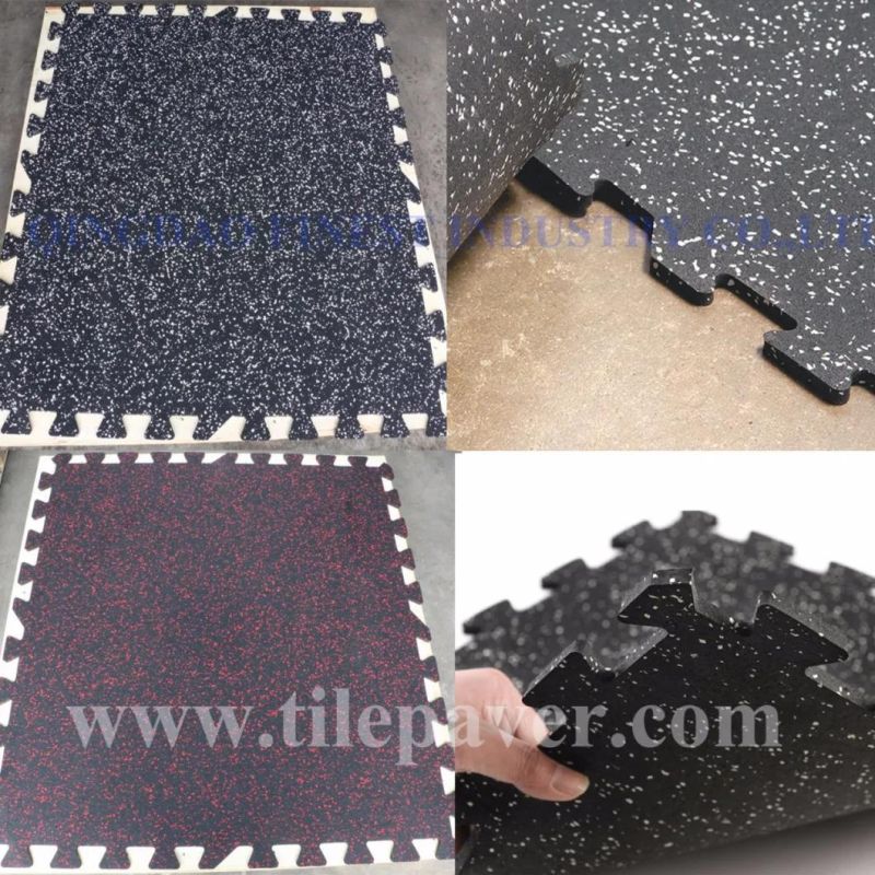 Anti-Slip EPDM Interlocking Rubber Flooring Mat Tiles for Gym