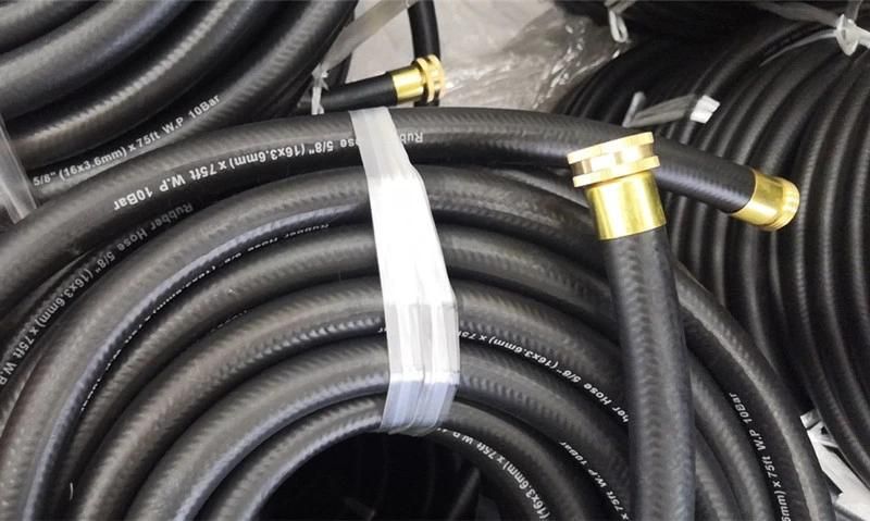 Black Flexible Industrial-Grade Rubber Garden Hose 3/8"X 50FT