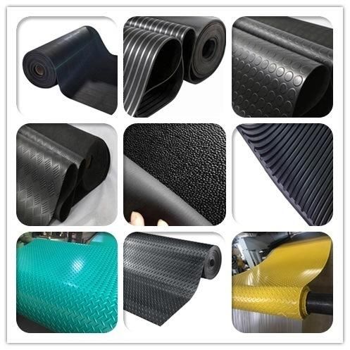 Anti Slip Non Slip Wide Ribbed Rubber Sheet / Corrugated Rubber Flooring Mat Sheet