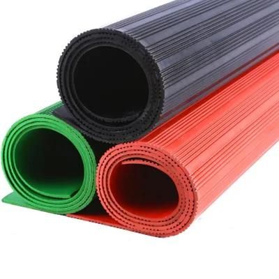 Durable Wide Ribbed Rubber Safety Mat with Nylon Mesh Fabric Reinforced on Bottom