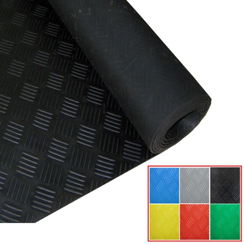 3-8 mm Thickness Non-Slip 5 Bars Checker Industrial Rubber Mat Flooring Sheet