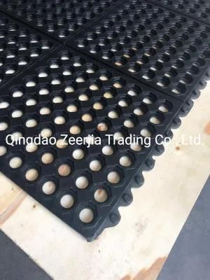 Anti Slip Rubber Moulded Interlocking Door Mats with Holes 3X3FT