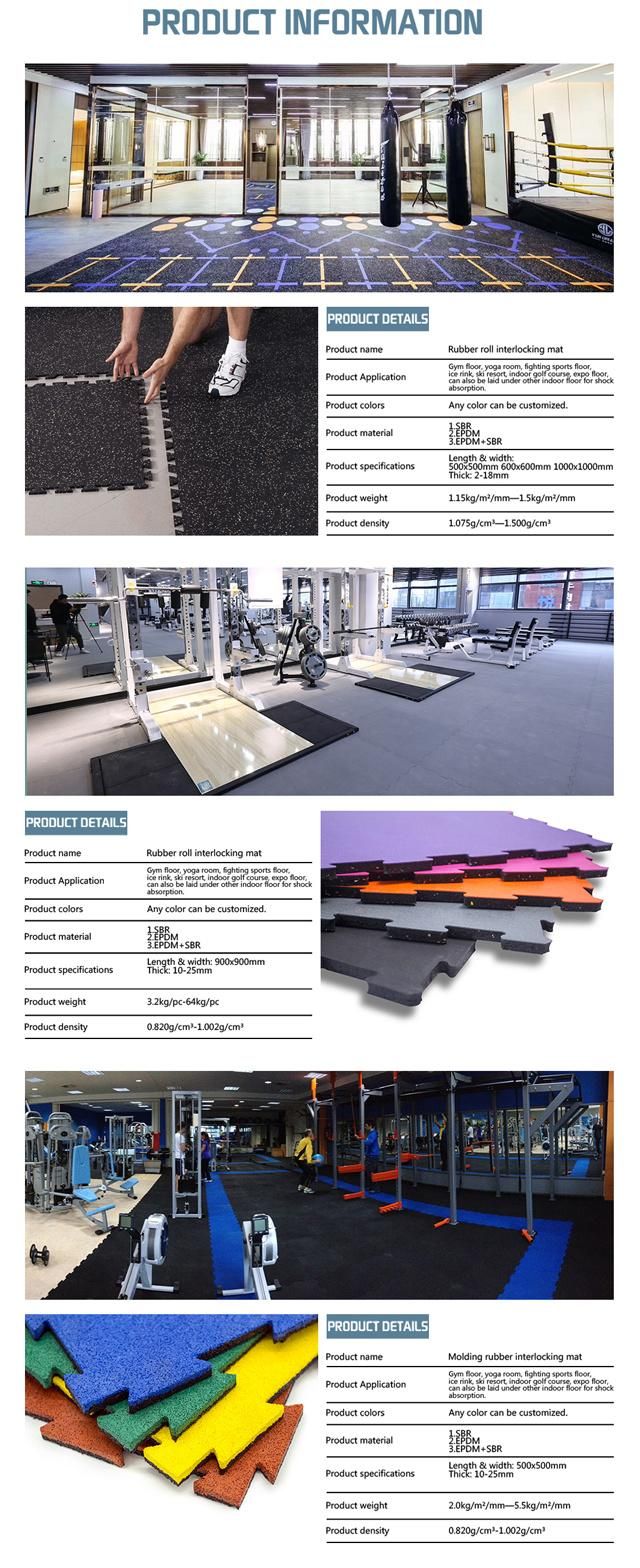 Indoor and Outdoor Gym Rubber Floor Mat Interlocking 100% EPDM