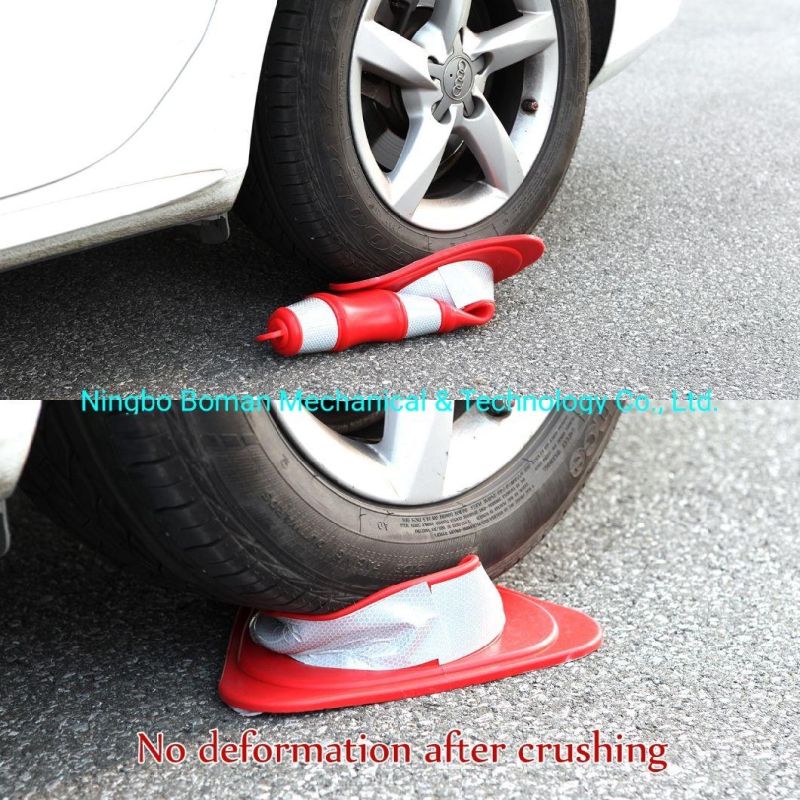 Foldable Rubber Roadway Facility Warning Traffic Reflective Cone Sign