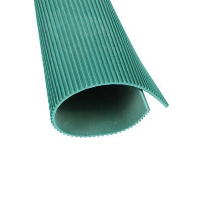 SBR Rubber Sheets Green Color Fine Ribbed Pattern Rubber Mat