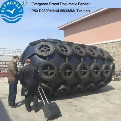 D2.5mx5.5m Marine Pneumatic Fender with Tyre Net