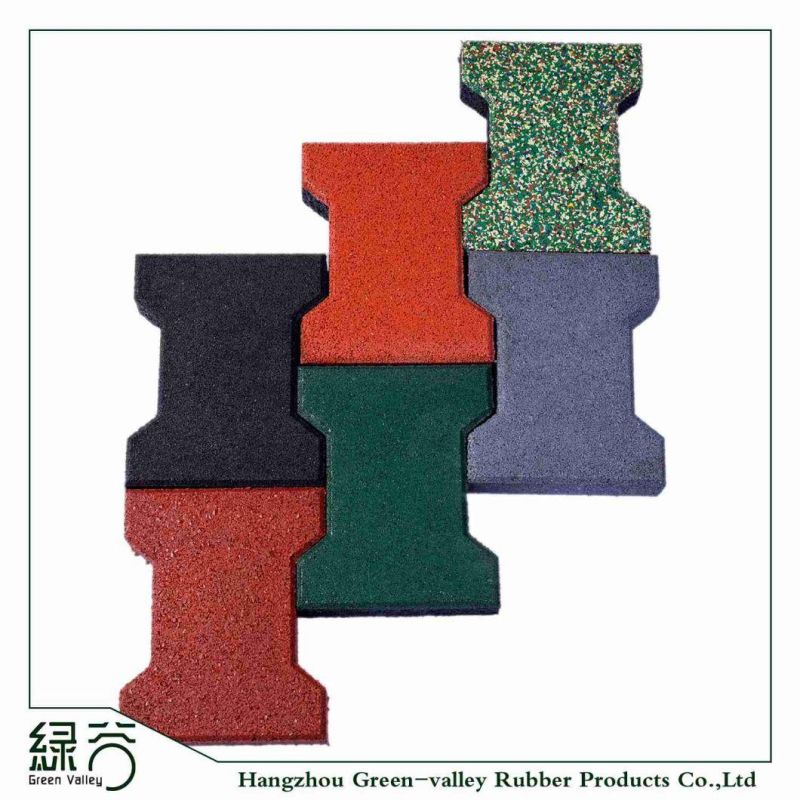 Dog-Bone Shaped Puzzle Rubber Floor Tiles for Walkway