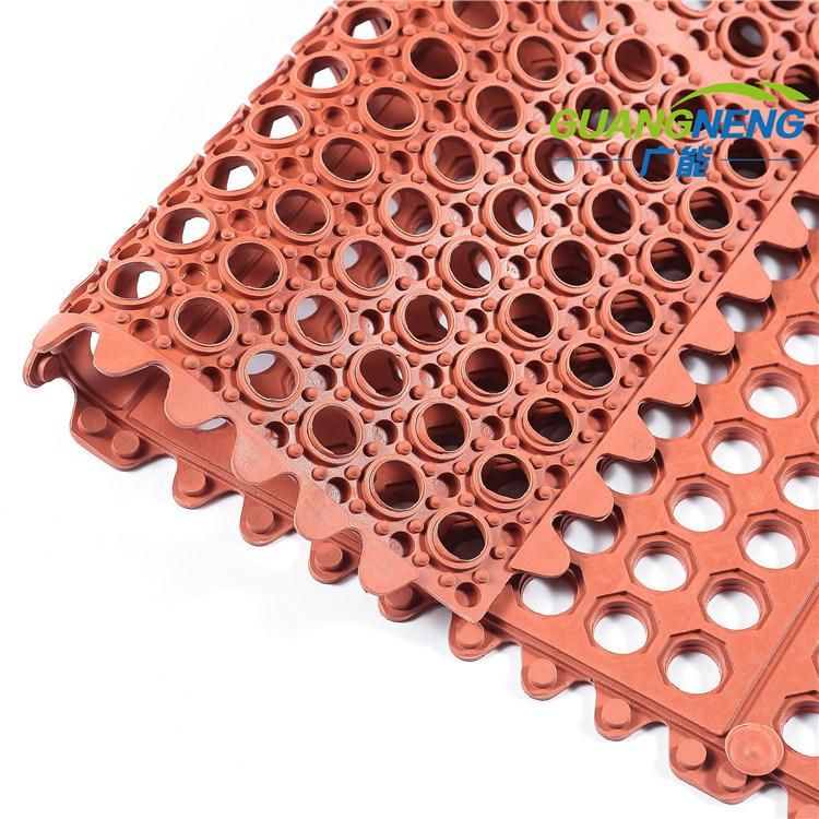 Interlocking Antislip Hotel Rubber Floor, Rubber Kitchen Hole Matting