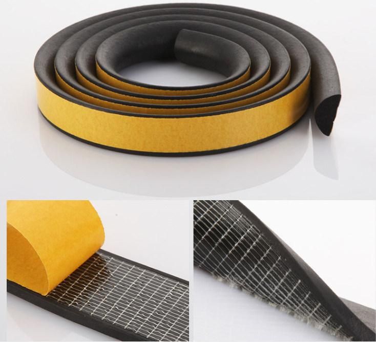 Flat, D Type EPDM Sponge/Foam Rubber Sealing Strip with Self Adhesive Tape for Cabinet