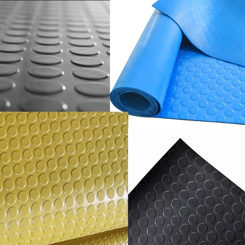 China Commercial Anti Slip Rubber Sheet Round Stud Rubber Mat Garage Rubber Flooring