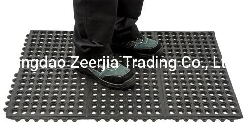 Anti Slip Rubber Moulded Interlocking Door Mats with Holes 3X3FT