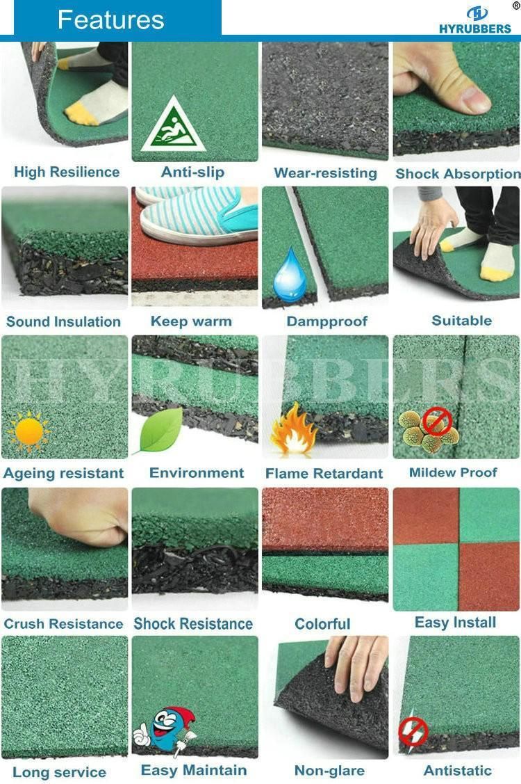 General Use Cheap Price Square Rubber Floor Tile, Outdoor Rubber Tile Colorful