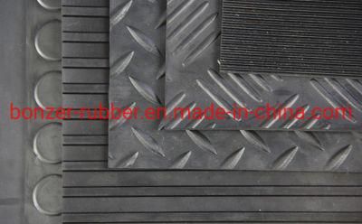 China Manufacturer Vulcanized Anti Slip Round Dots / Diamond / Wide Ribbed / Fine Ribbed Rubber Mat Rubber Sheet