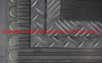 China Manufacturer Vulcanized Anti Slip Round Dots / Diamond / Wide Ribbed / Fine Ribbed Rubber Mat Rubber Sheet