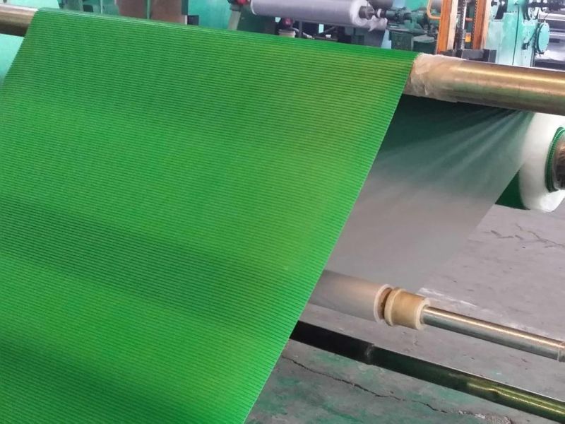 Anti-Slip Green/ Black Fine Ribbed Rubber Sheet