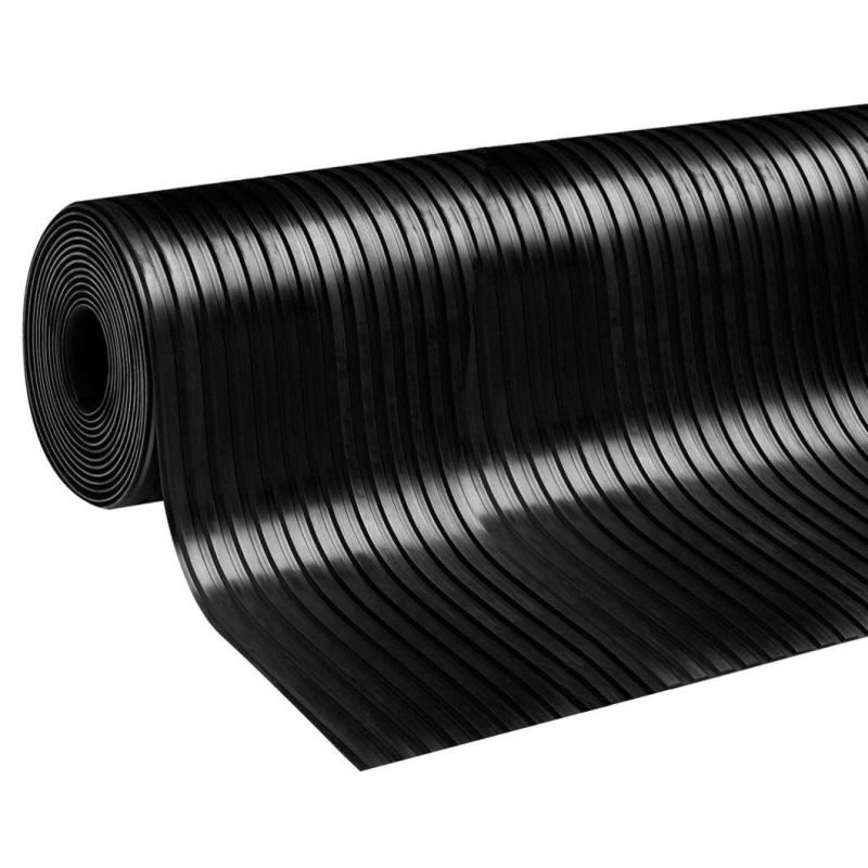 Black Board Wide Ribbed Rubber Mat / Anti Slip Rubber Flooring / Rubber Sheet