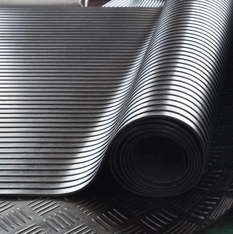 Industrial Anti-Slip Nonslip Wide/Broad Ribbed Rubber Mat/Flooring/ Rubber Sheet