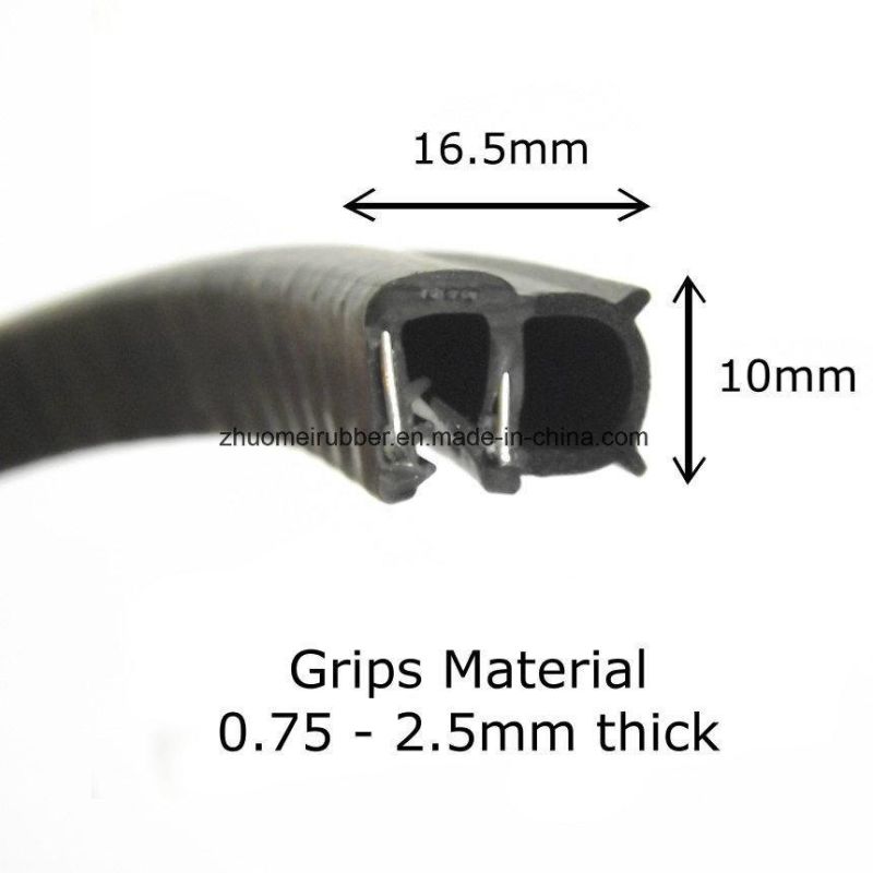 Car Door Edge Trim Rubber Seal with Fin and Metal Wire