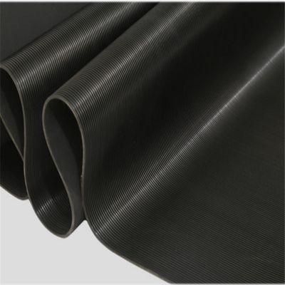 Corrugated Anti - Skid Rubber Sheet Fine Ribbed Rubber Mat Roll with Lined Grooves on Top