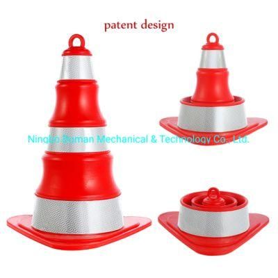 Foldable Rubber Roadway Facility Warning Traffic Reflective Cone Sign