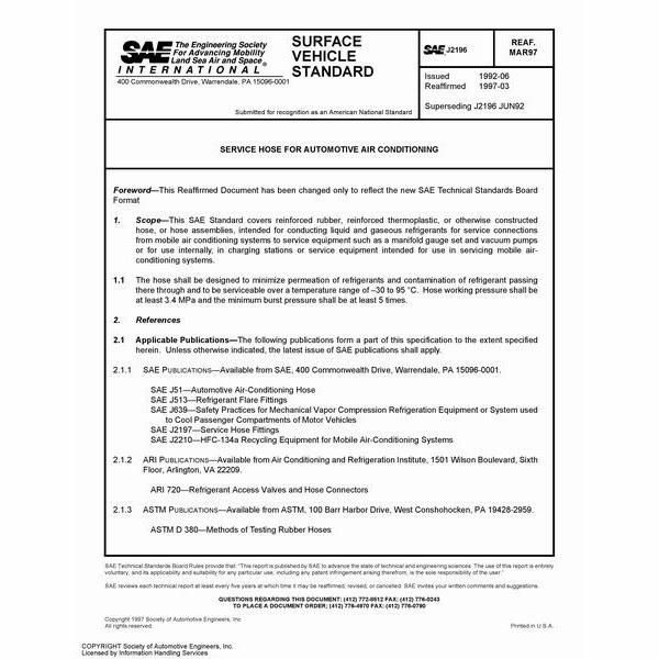 Yute SAE J2196 High Pressure 600 Psi R134A Charging Hose