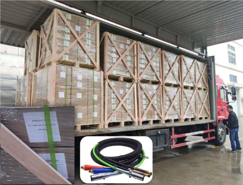 12FT Black Trailer 3 in 1 ABS Electrical Air Rubber Hose