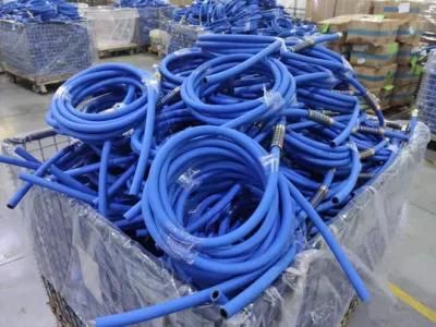 15FT Blue Rubber DOT Air Brake Hose, 3/8inch ID with 1/2inch NPT Fittings