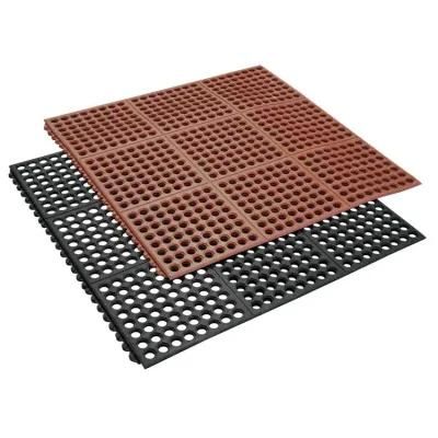 Rubber Link Mat with Holes Black Interlocked 914*914*12mm
